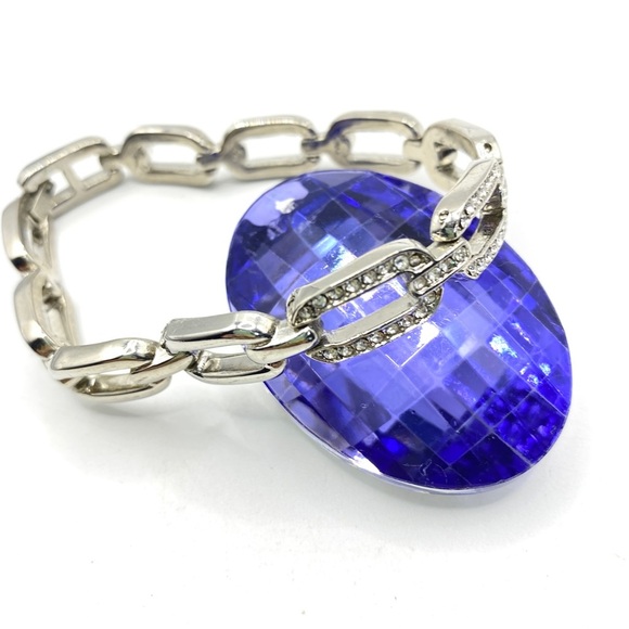 Jewelry - Chain Link Silver Tone Rhinestone Bracelet